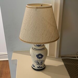 Vintage Italian Pottery Blue and White Floral Lamp